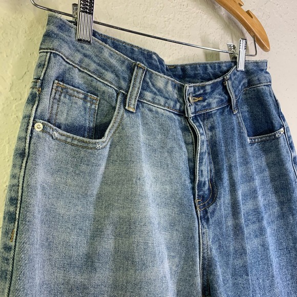 PRINCESS POLLY Trader Two Tone Wide Leg High Rise Frayed Denim Jeans NWT NFR - Picture 8 of 16